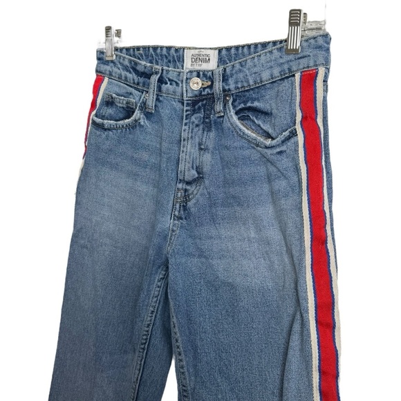 Zara Authentic Denim TRF Straight Cropped Jeans Medium Wash Side Stripe Size 4 - Picture 6 of 16